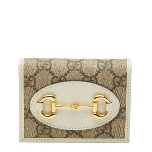 Gucci GG Supreme Horsebit Bifold Wallet Compact Beige Brown